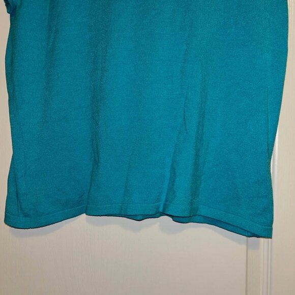 Talbots turquoise blue aqua short sleeve crew detail neck sweater top XL - Picture 4 of 6